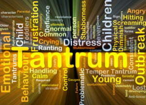 Background concept wordcloud illustration of tantrum glowing light