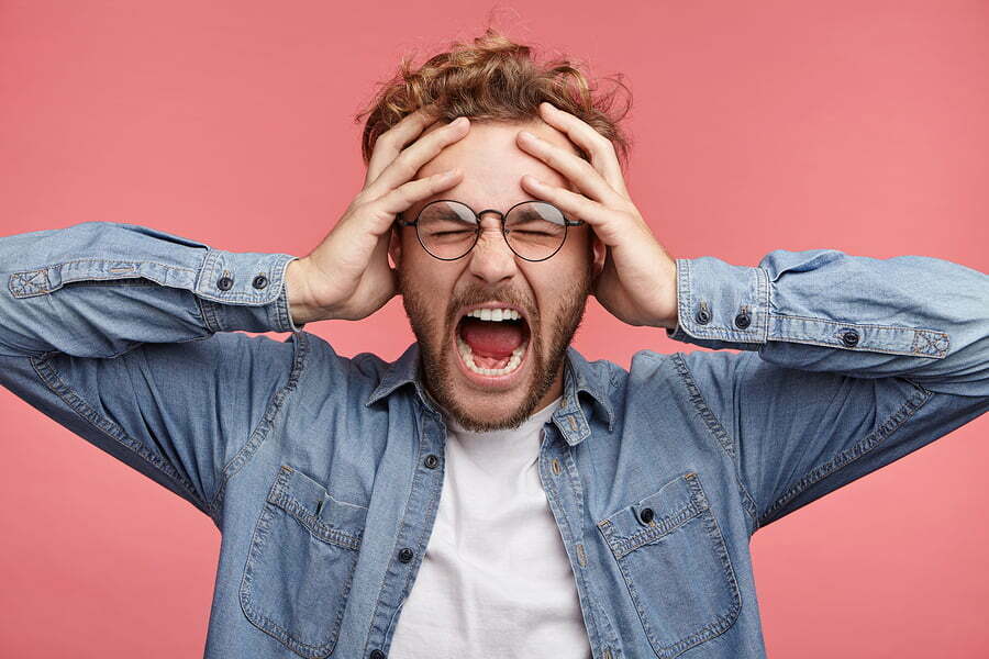 man screaming