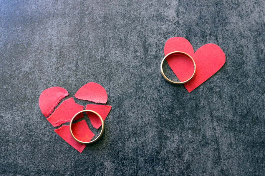 heart cutouts and wedding bands